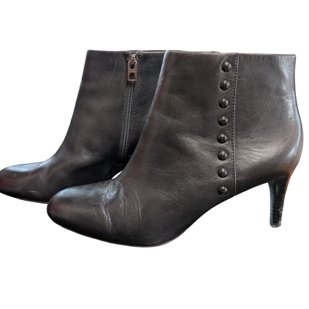 COACH Women's Hickory Black Leather Ankle Booties Size 7.5B | Designer Studded - Picture 8 of 13